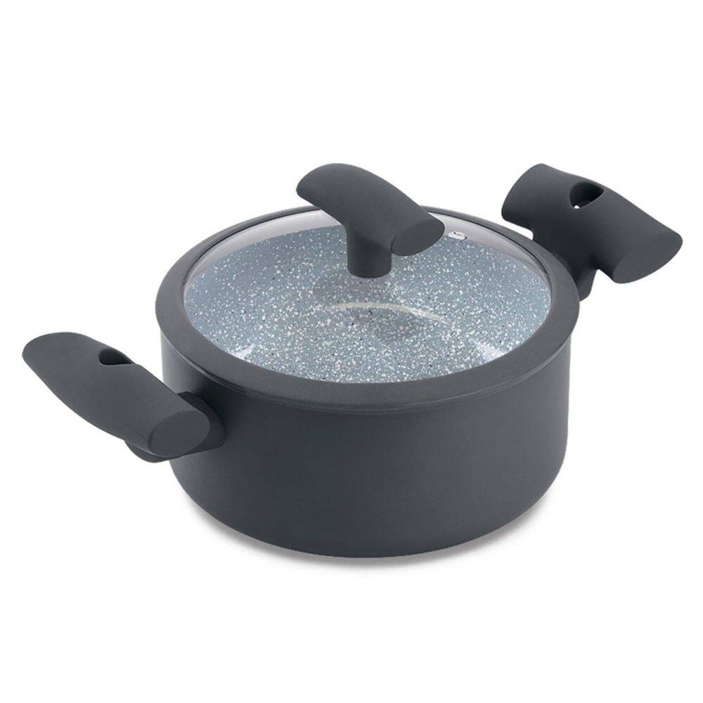 Caçarola Antiaderente Hércules 24 cm com Indução 4,5 Litros Cinza