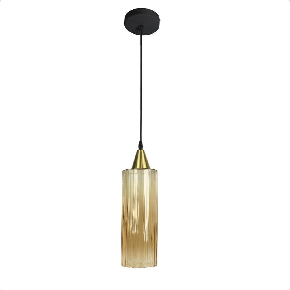 Lustre Pendente Taschibra Anne 20Cm Conhaque E27 Bivolt Ouro