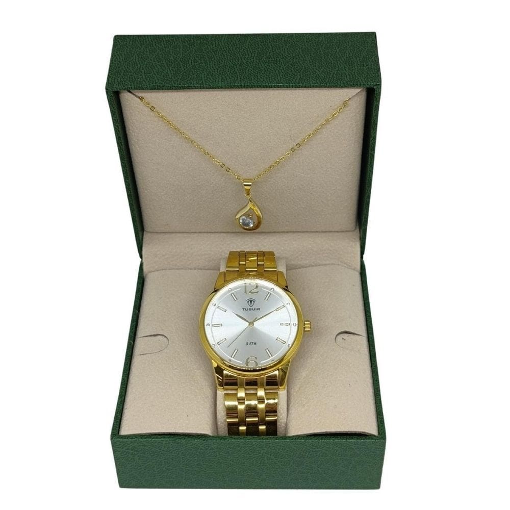 Relógio Feminino Tuguir Analógico 9182E Dourado E Prata