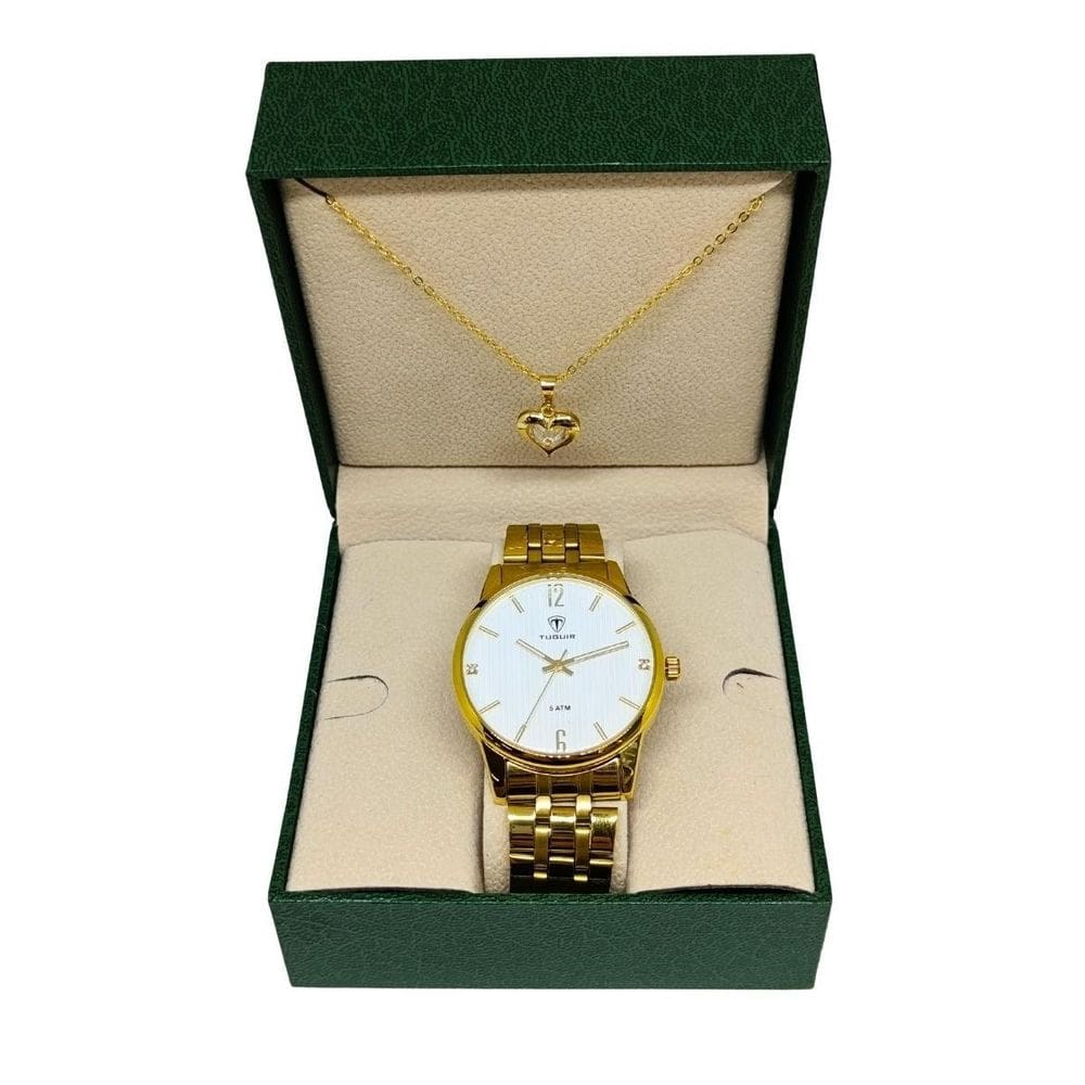 Relógio Feminino Tuguir Analógico 2139 Dourado E Branco