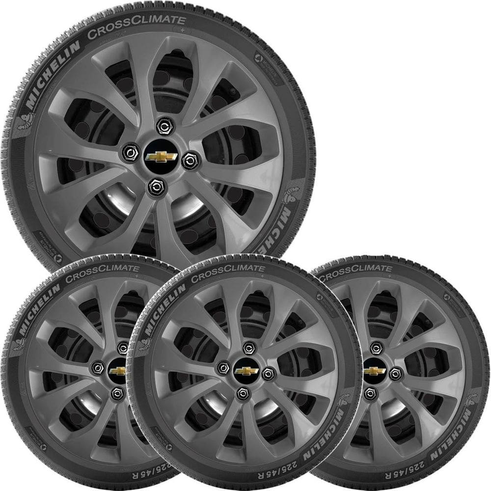 4X Calota Gm Onix Prisma Aro 14 Grafite Com Emblema 374Cb