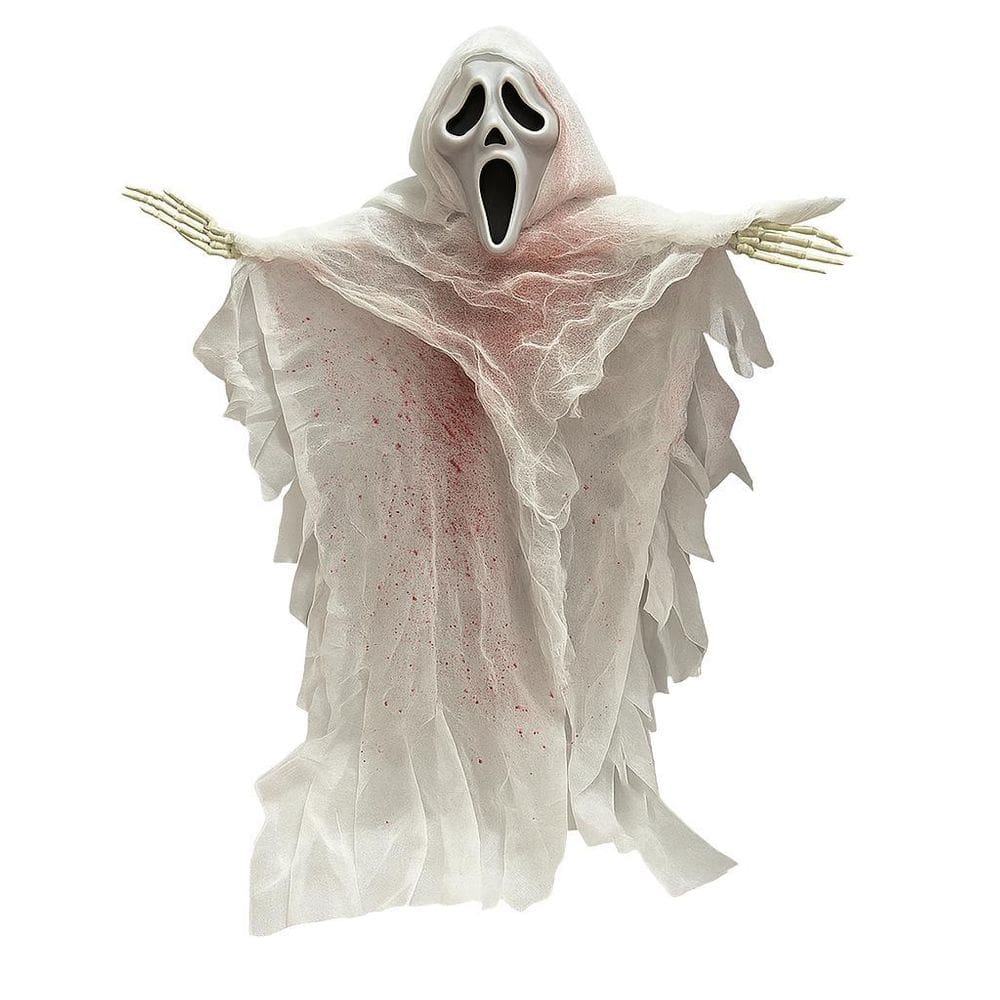 Enfeite Fantasma Halloween Pânico Com Sangue 46Cm