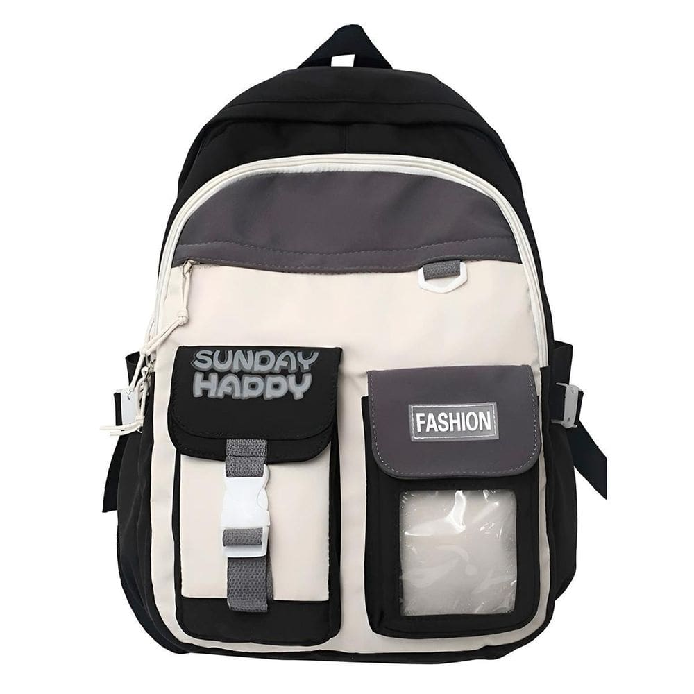 Mochila Juvenil Feminina Passeio Cores: Preto Com Branco