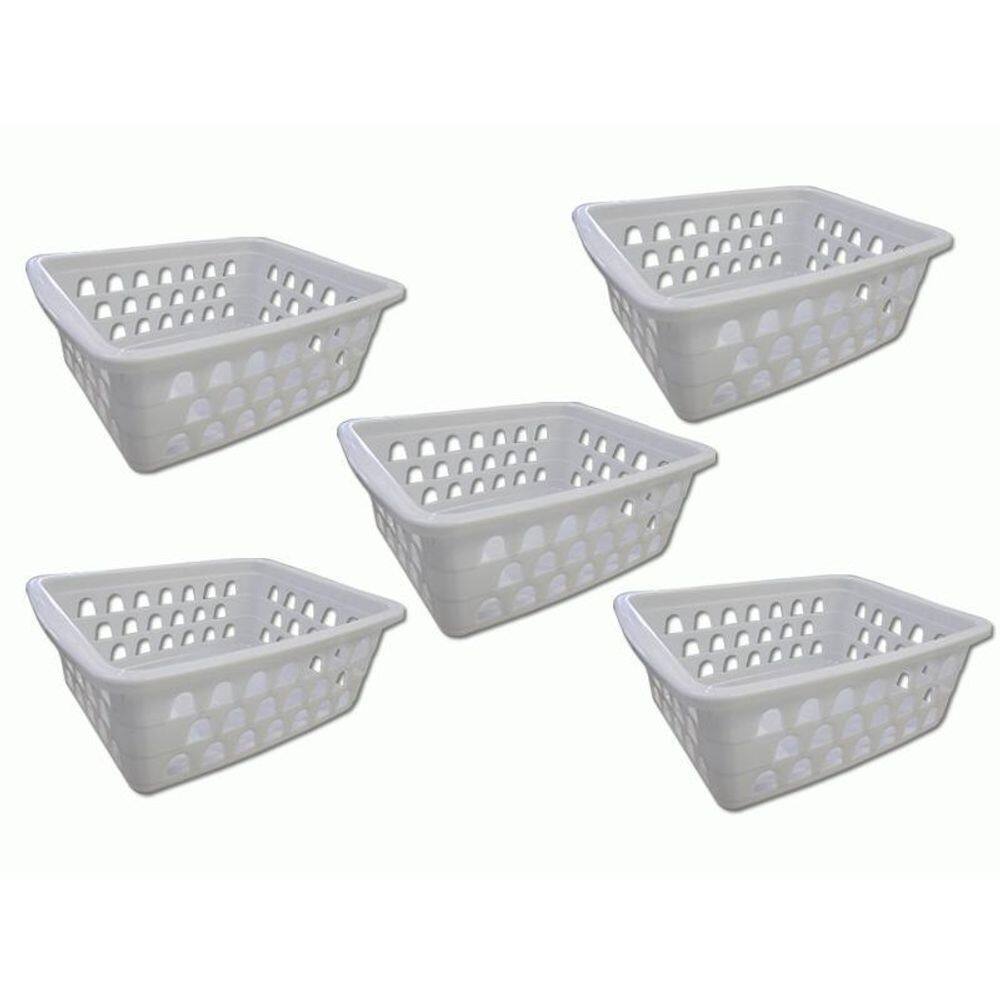 Kit 5 Cestos Multiuso Pequeno Branco 12X6X16Cm Pp Uninjet