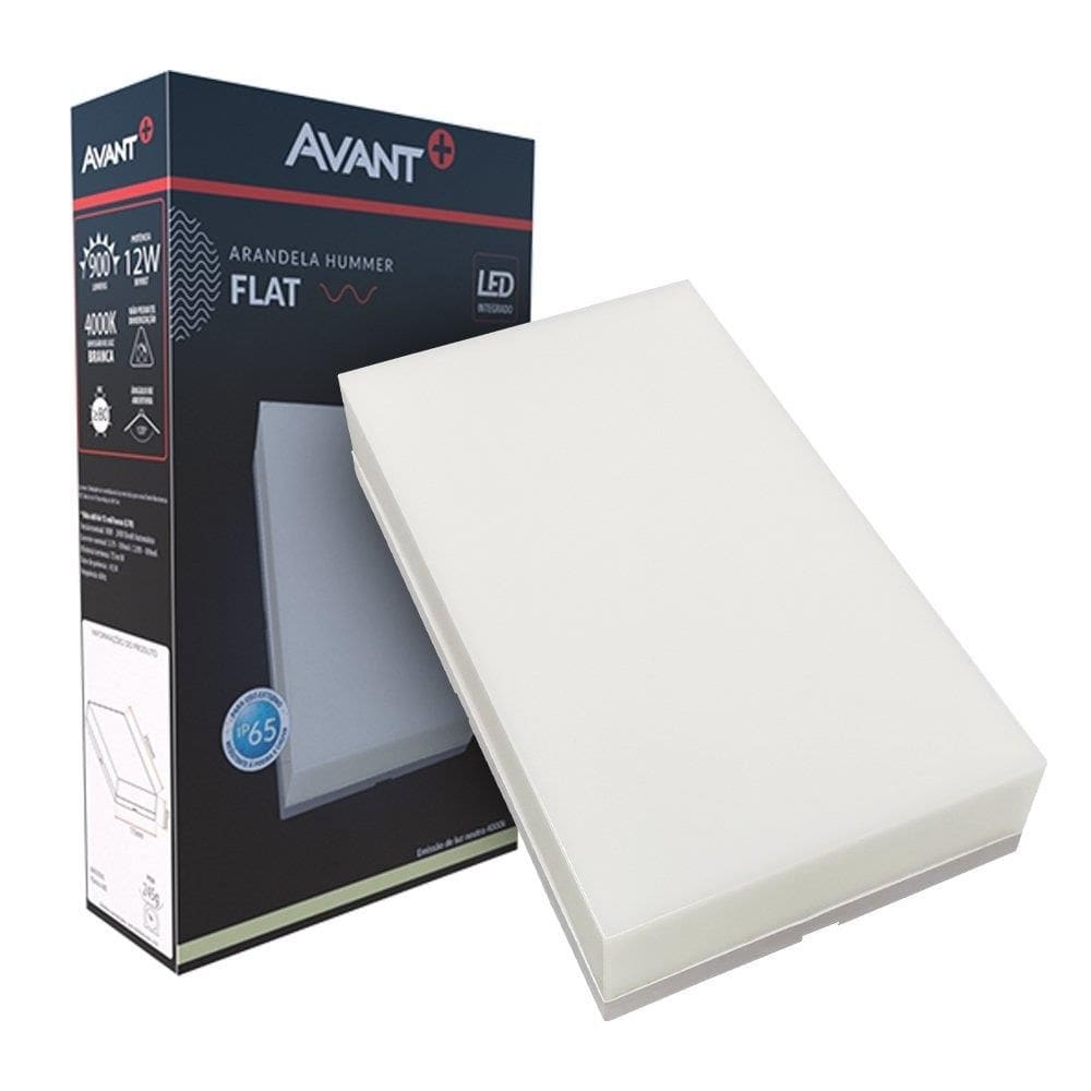Luminária LED Avant Arandela Flat IP65 - 12W 4000K 900 Lumens Branco