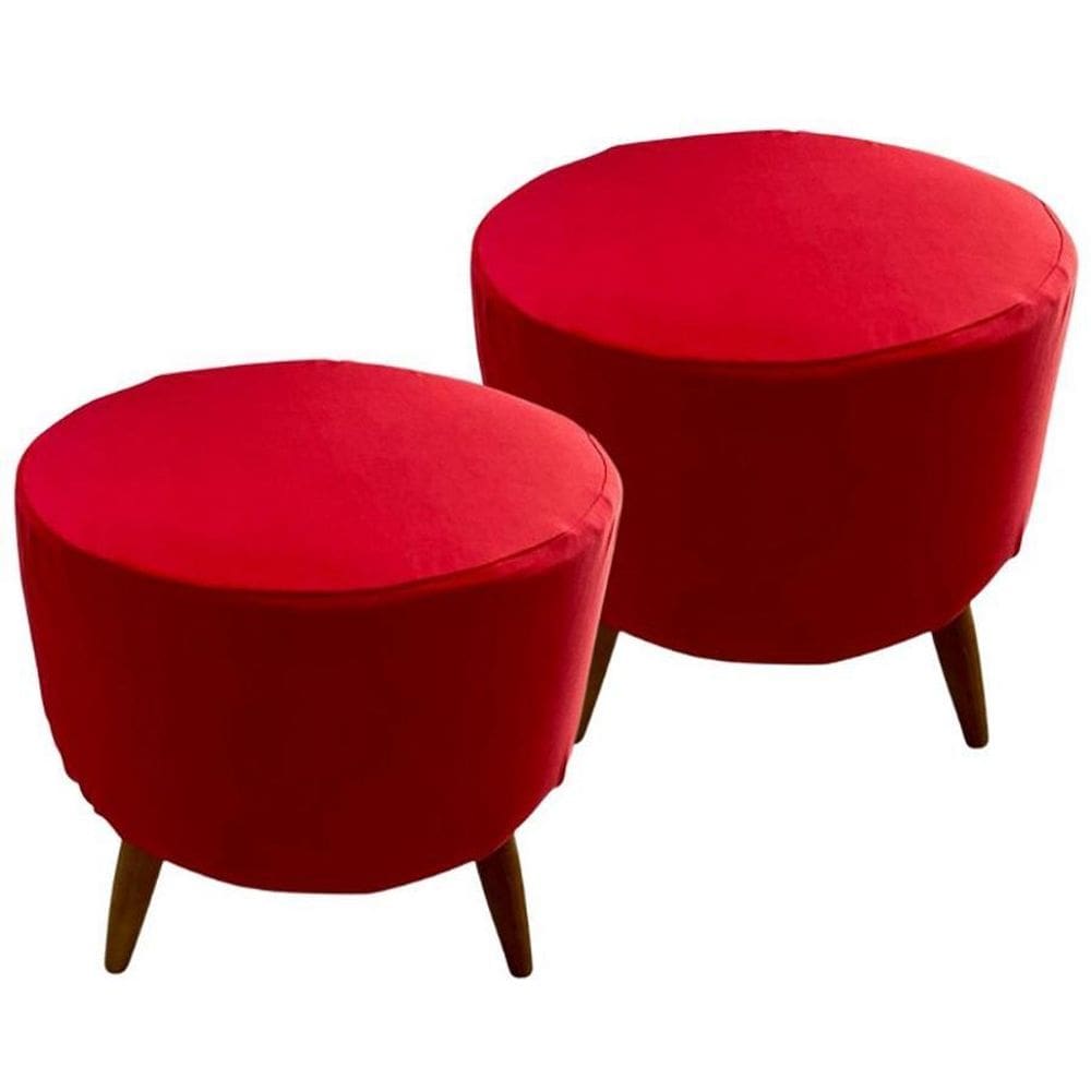 Kit 2 Capas Para Puff Redondo Pé Palito Malha Com Elástico