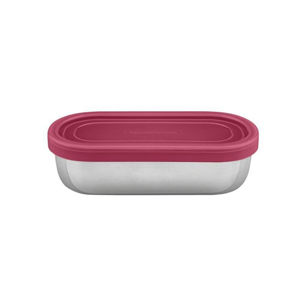 Pote Para Alimentos Tramontina Freezinox Com Tampa Rosa 0,4L