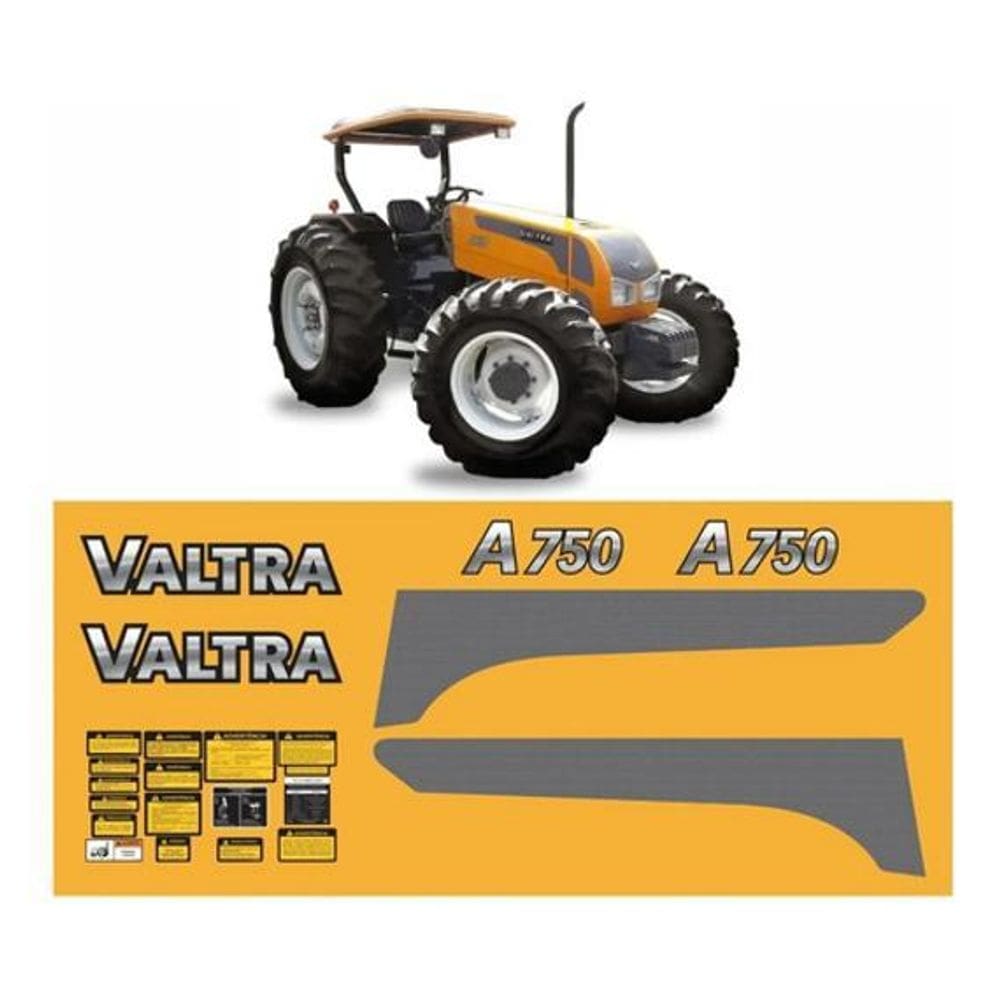 Kit Adesivo Faixas Compatível Trator Valtra A750 + Etiquetas