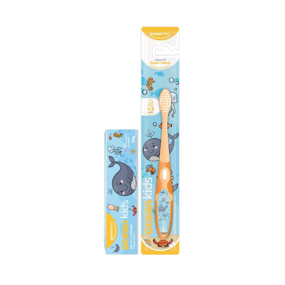 Kit Escova De Dentes Infantil + Gel Dental Ocean Kids