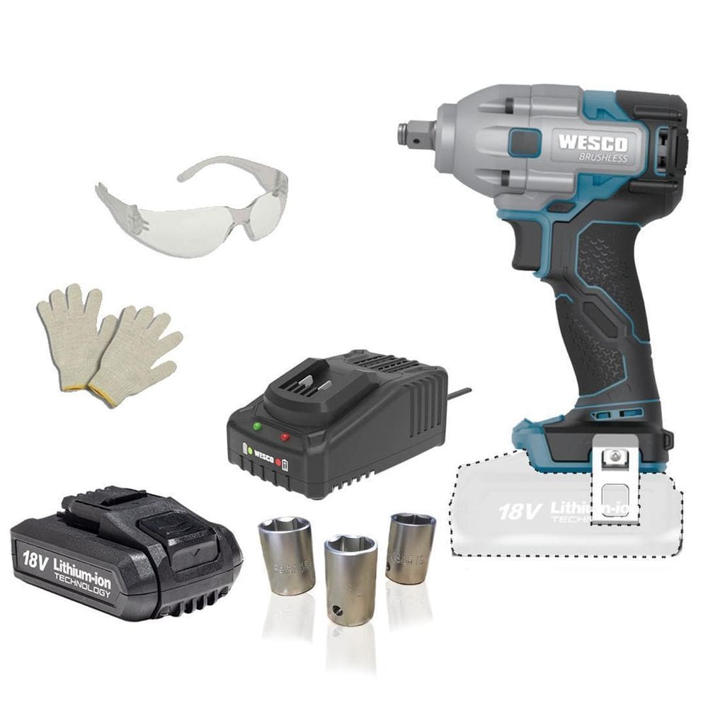 Chave Impcto 18V Wesco Ws2407 Brush + Carreg Bat 2A E Acess