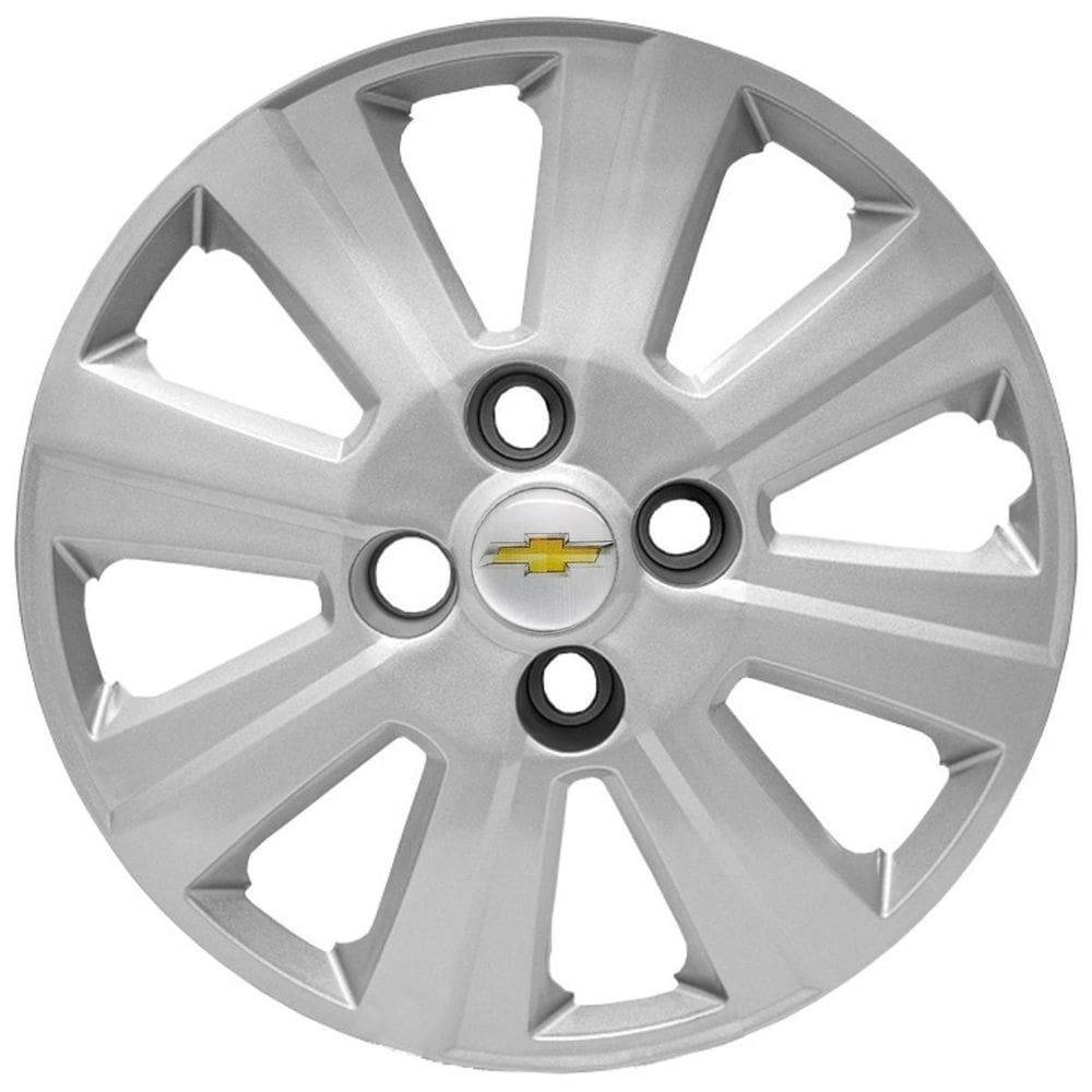 Jogo 4 Calotas Aro 14 Emblema Gm Agile 2010 A 2013 Prata