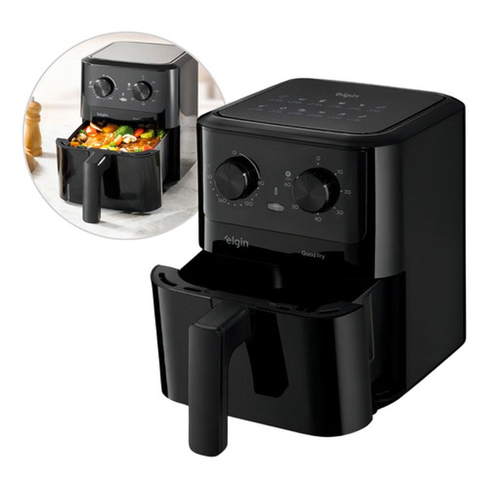 Fritadeira Airfryer Quad Fry 4,2 Litros 1.400w Preta Elgin