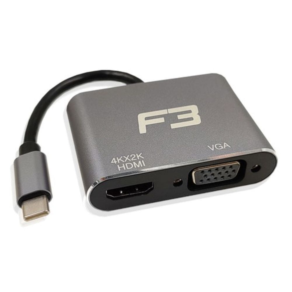 Cabo Adaptador 2 em 1 USB-C 3.1 Type-C Para HDMI 4K e VGA JC-TYCHDMIVGA F3