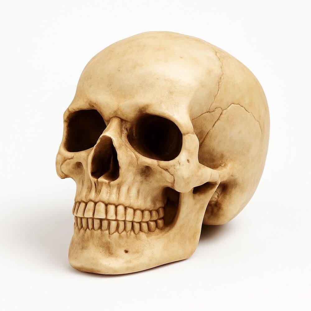 Enfeite Decorativo Cabeça Crânio Caveira Realista Médio 9Cm