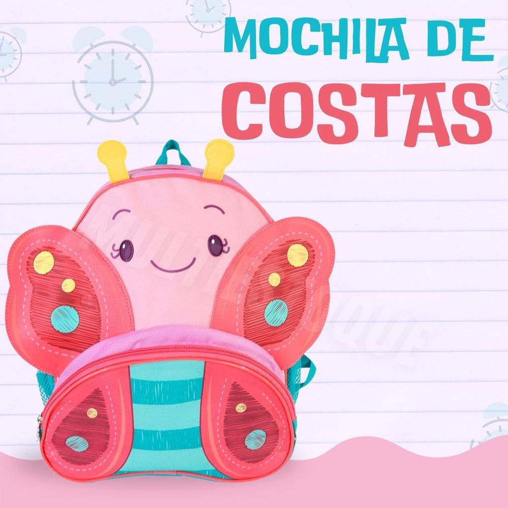 Mochila Infantil Borboleta Com Alças - Cores