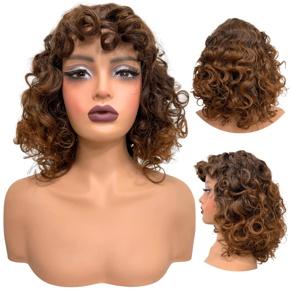 Peruca cacheada curta loira ombre hair encaracolada T2/30