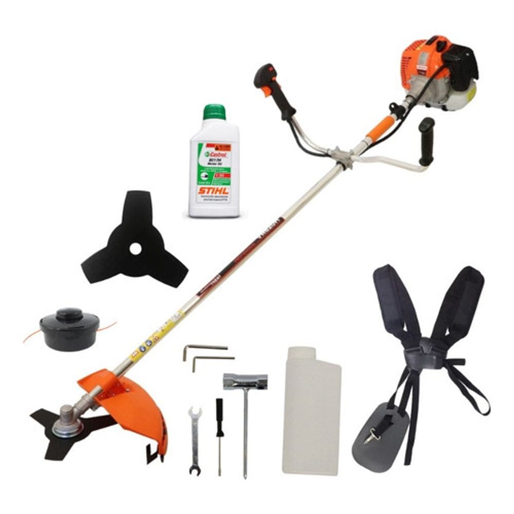 Roçadeira Profissional a Gasolina Vulcan Trent Vr520h 52cc 2,5hp + Oleo Stihl Castrol 2T Completa