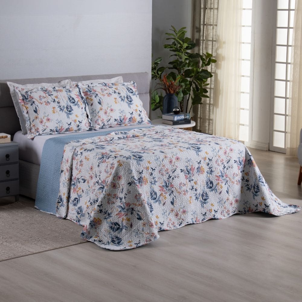 Kit Cobre Leito Colcha King Dupla Face Versailles 3 Peças