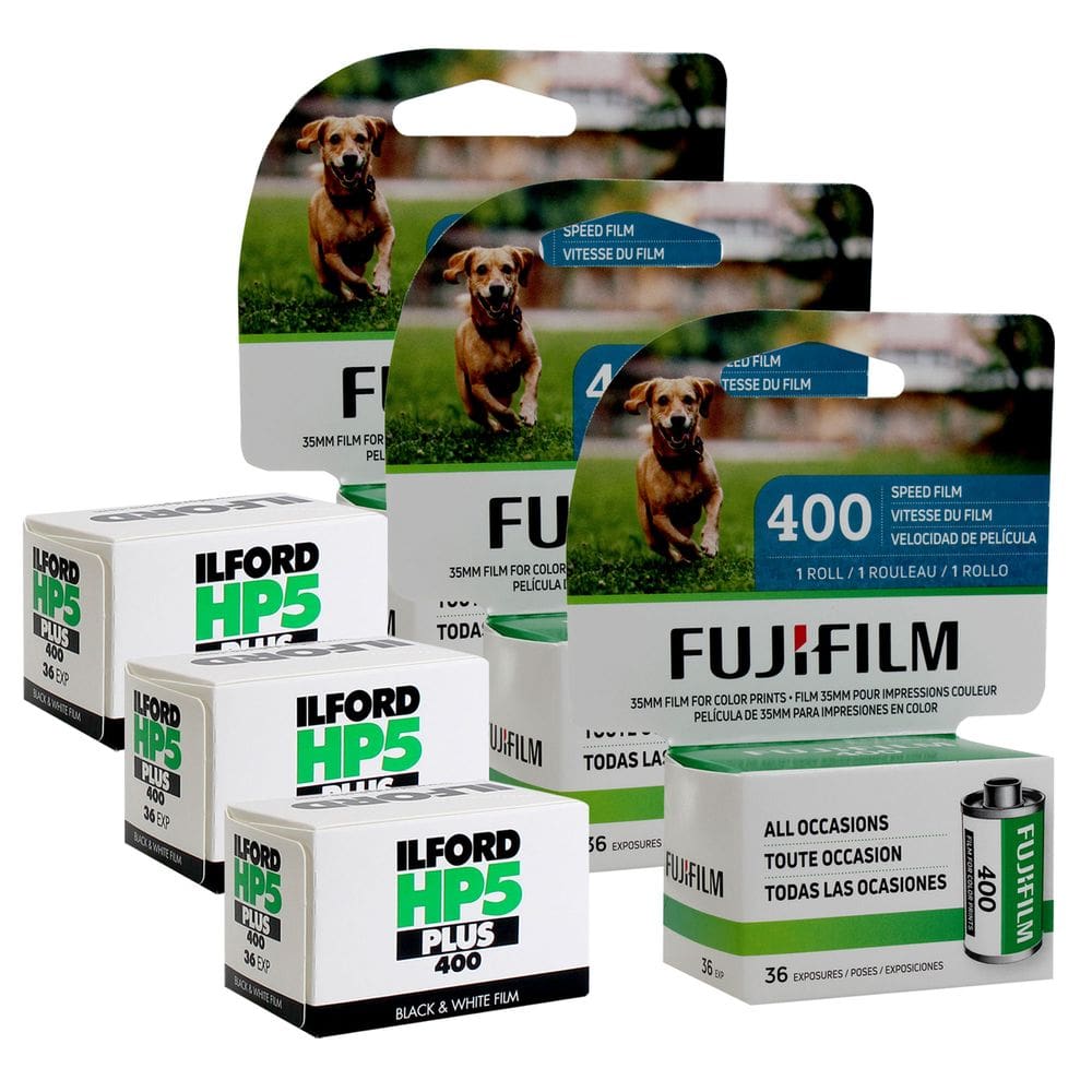 Filme Fujifilm 400 Color Negative 35 mm x 3 + Ilford HP5 Plus x 3