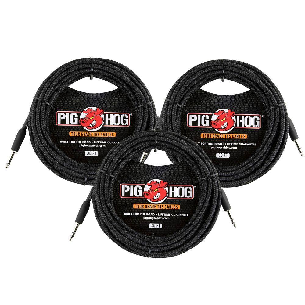 Cabo TRS Pig Hog PTRS30BK tecido preto 9,1 m