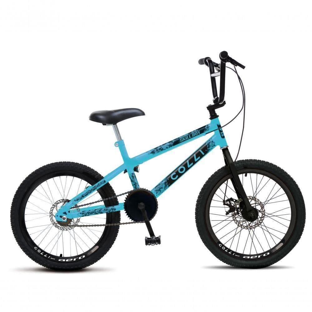 Bicicleta Colli Skill Boy Aro 20 Aero Guidão Cross Bmx Tam 14 Freios A Disco Azul Claro