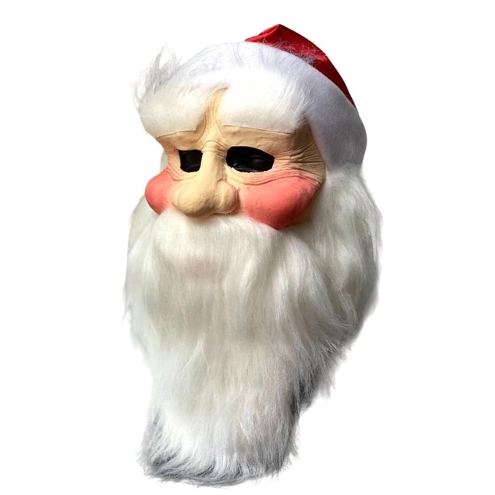 Mascara Papai Noel Realista Com Barba Cabelo Gorro Natal