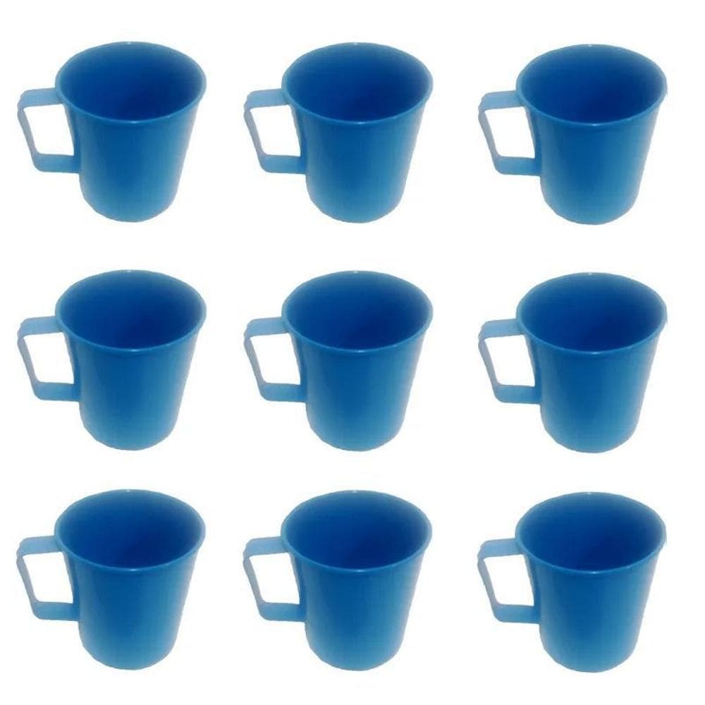 Caneca Plástica Azul Para Merenda Escolar 300 Ml - 25 Pçs