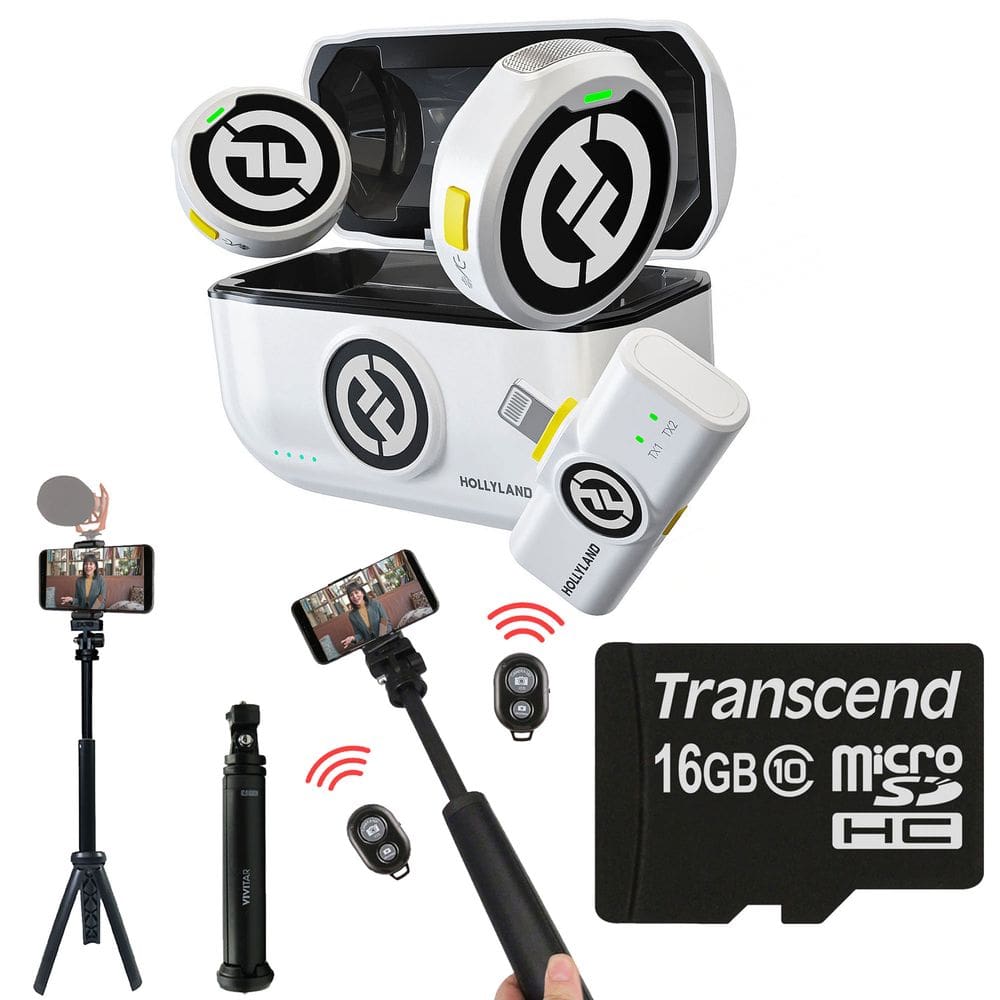 Sistema de microfone sem fio Hollyland LARK M2 DUO com tripé