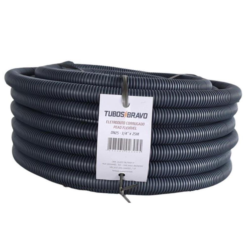 Conduíte Corrugado Cinza 3/4 X 25M - Dn 25 - Pead