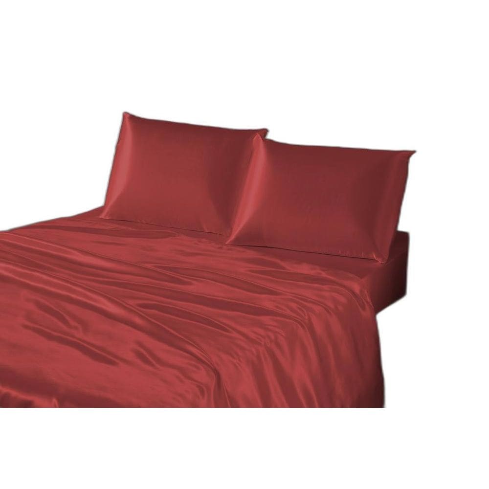 Jogo De Cama De Cetim Charmousse Queen Vermelho 4 Peças