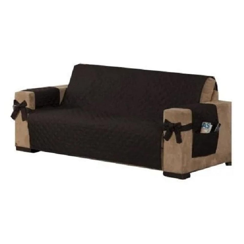 Manta De Sofá 3 Lugares King Laço E Porta Controle Marrom