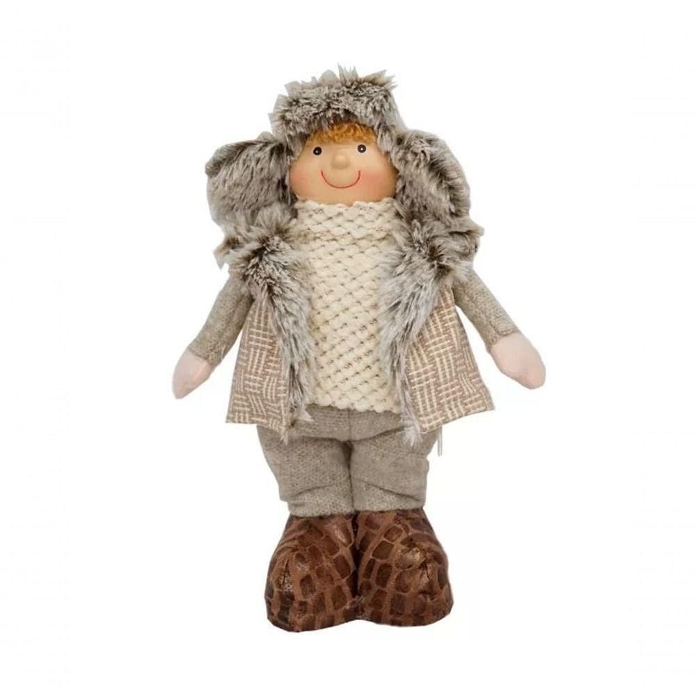 Boneco De Pelúcia Menino Natalino Enfeite De Natal 30cm