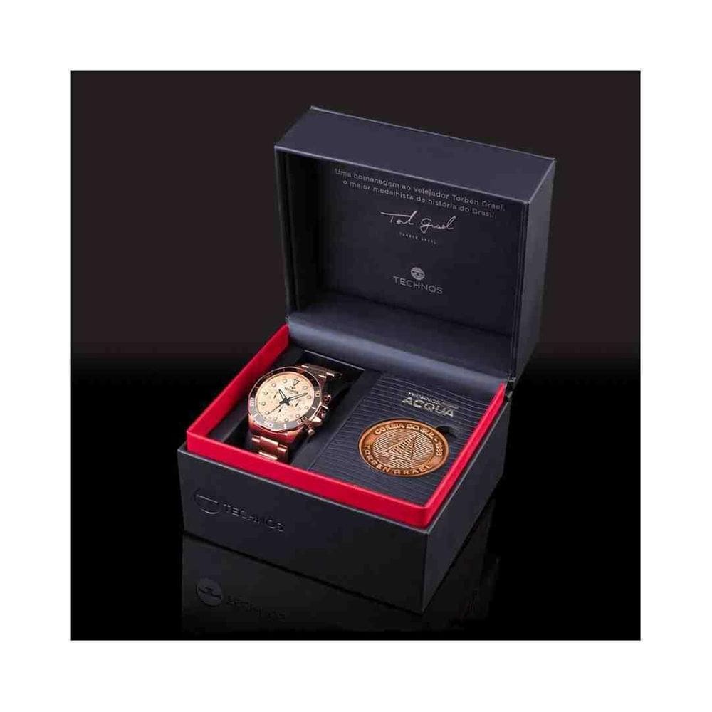 Kit Relógio + Moeda Technos Acqua Rose Masculino Js25Bbu/1P