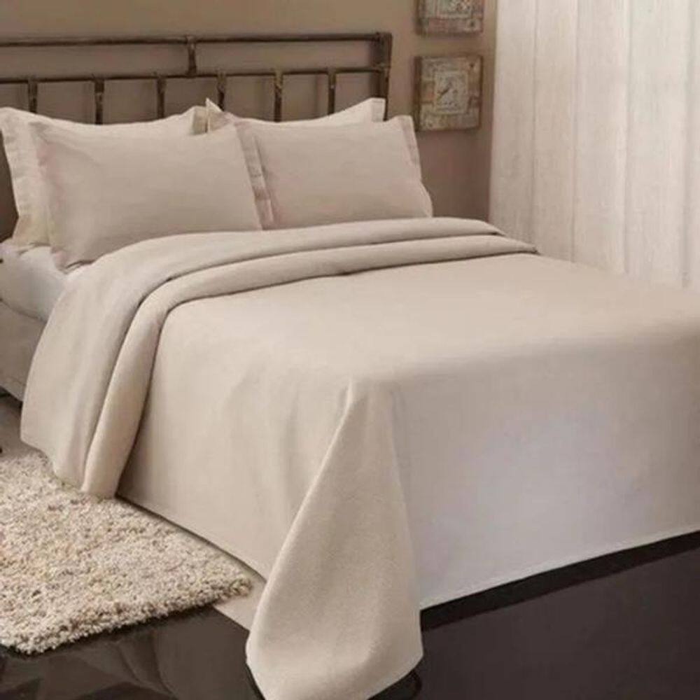 Kit Colcha Dohler Casal Bege Piquet Favo 2,20M X 2,50M