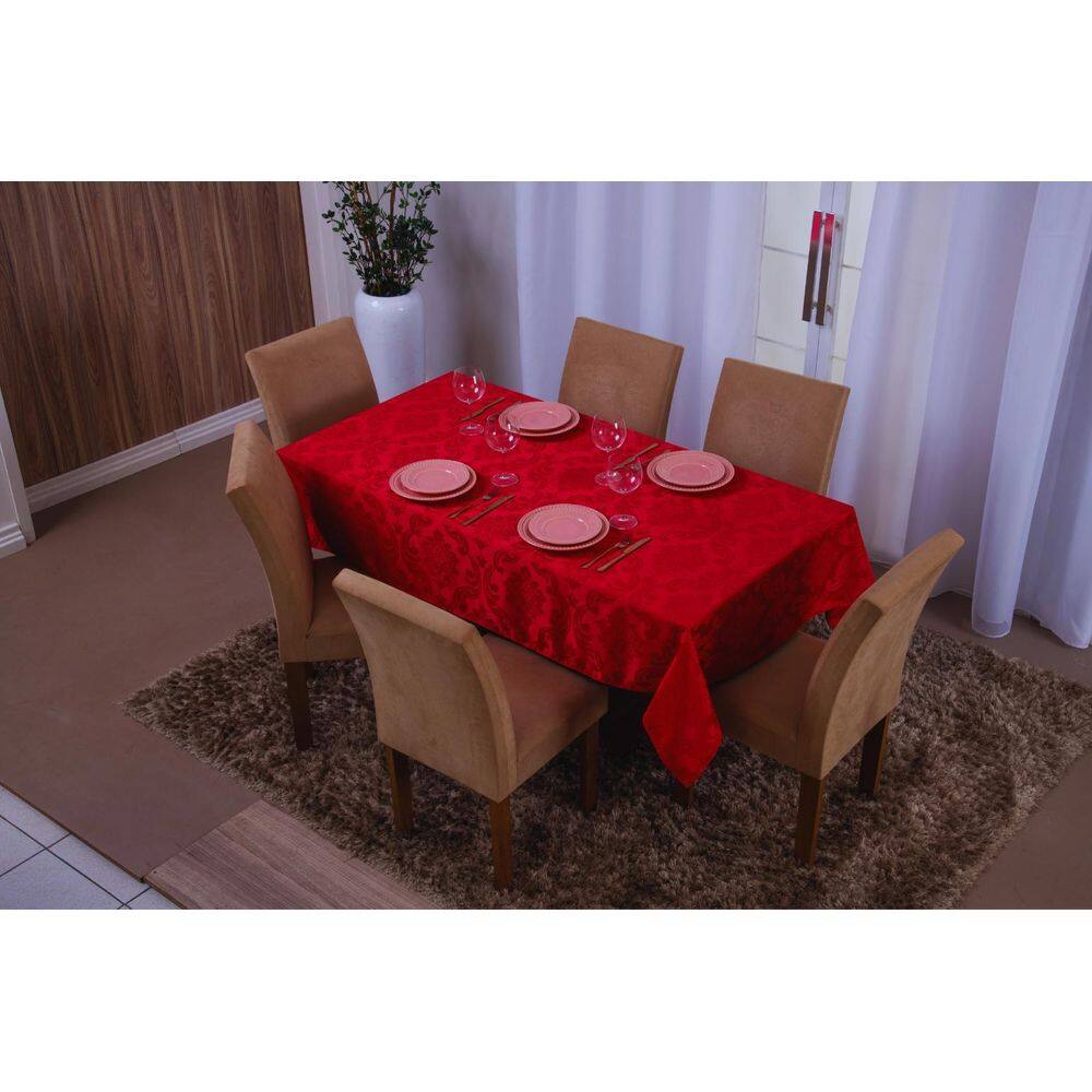 Toalha De Mesa Retangular 6 Lugares Jacquard 1,35X2,00