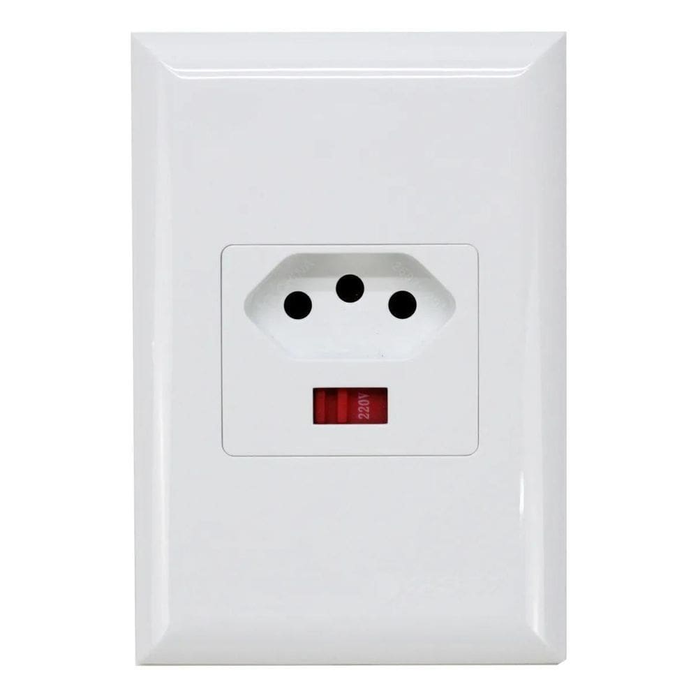 Tomada Bivolt 20A Com Seletor De Voltagem Cor Branco