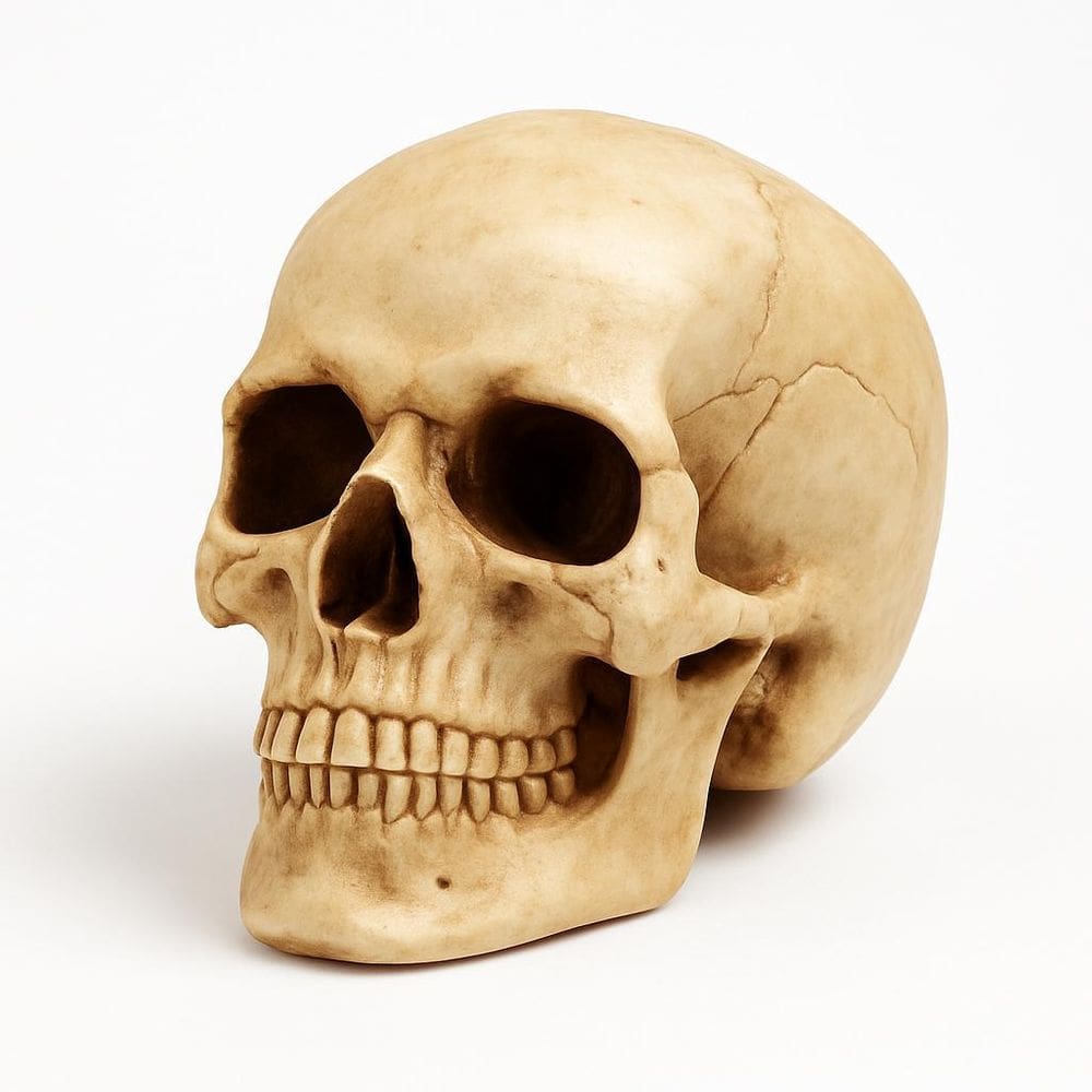 Enfeite Decorativo Cabeça Crânio Caveira Realista Médio 9Cm