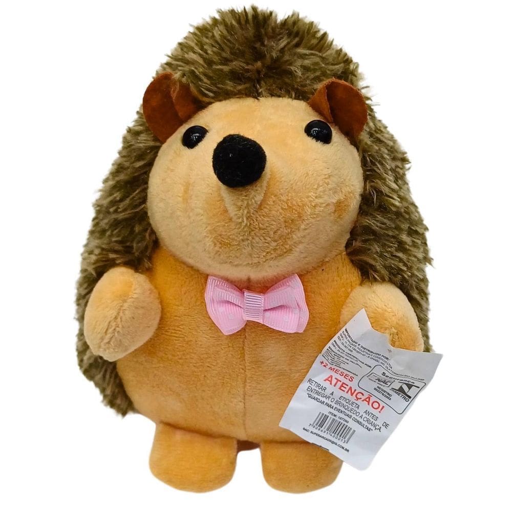 Porco Espinho Pelúcia Fofinho Rosa Ou Verde 17Cm