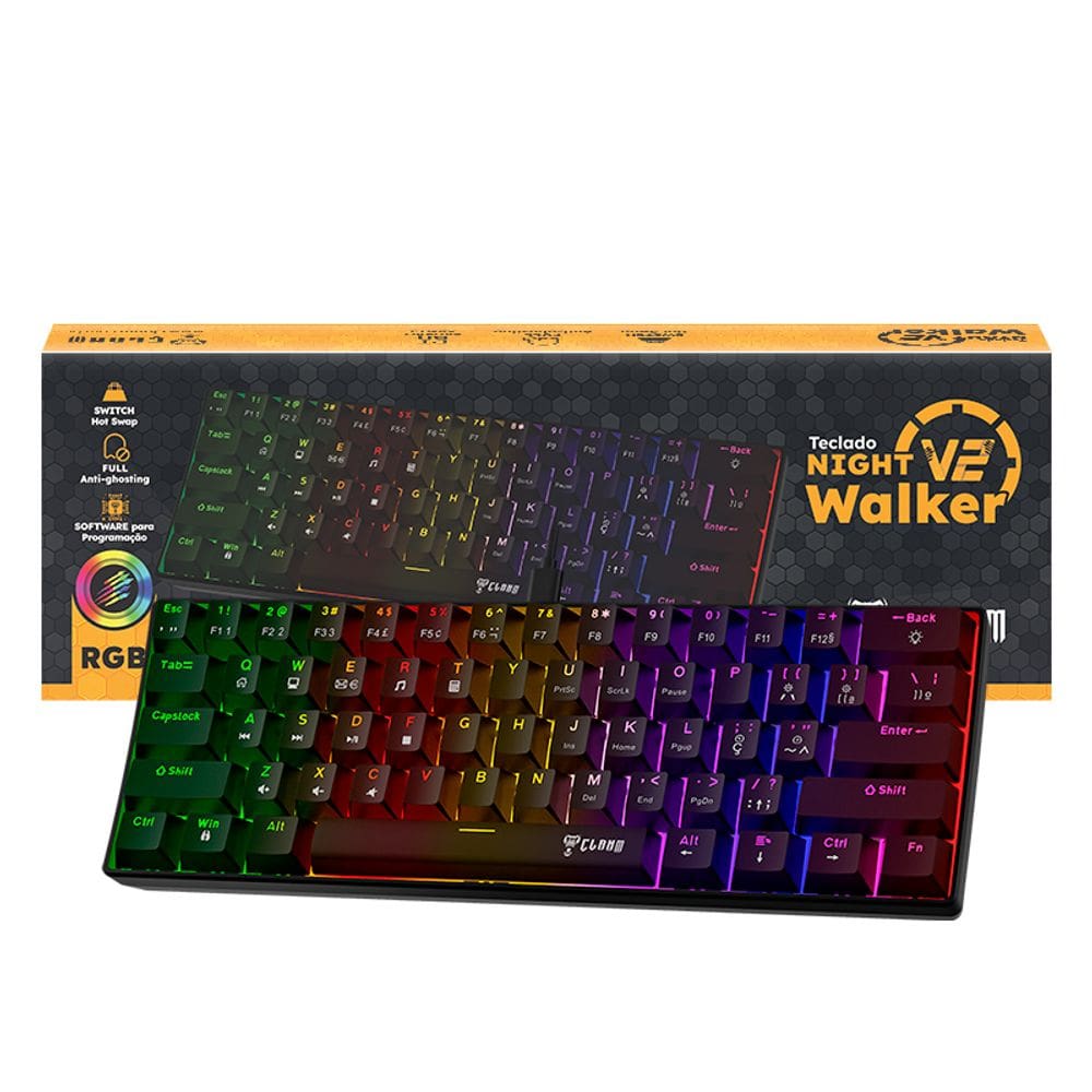 TECLADO GAMER 60% NIGHT WALKER v2 - MECÂNICO - CLANM