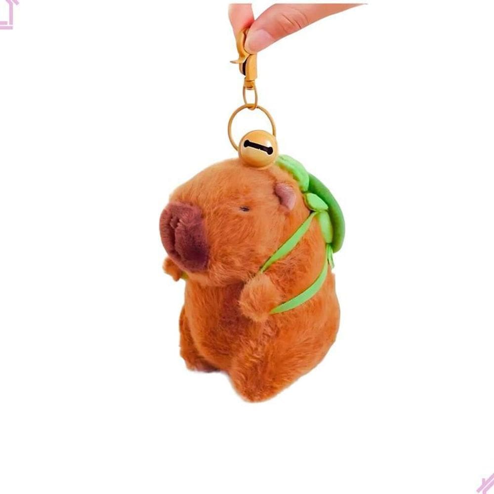 Chaveiro Capivara Fofa De Pelúcia Com Mochila De Tartaruga