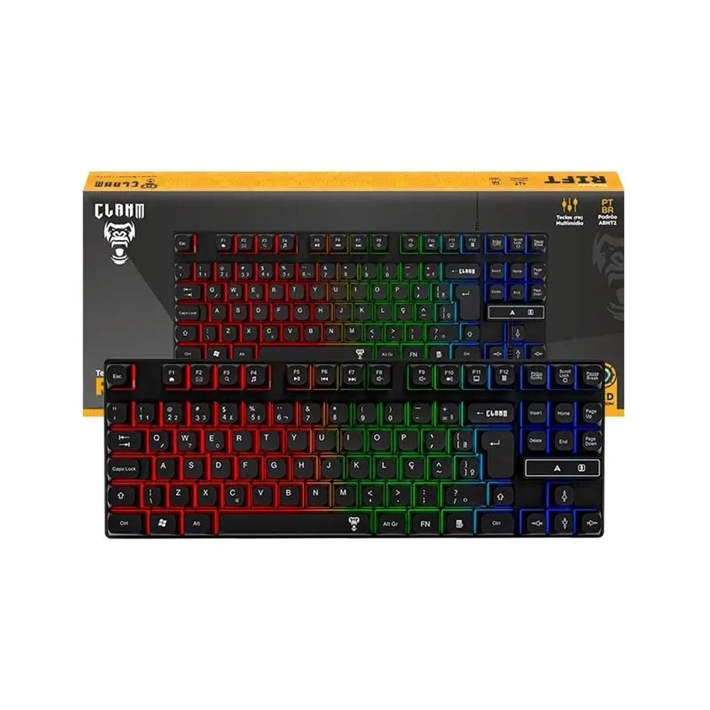 Teclado Gamer 80% Clanm Rift – Compacto ABNT-2 Membrana USB RGB