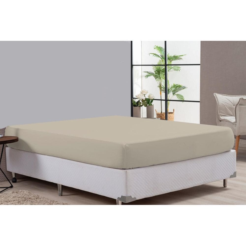 Lençol Avulso 80% Algodão Cáqui Cama Casal King