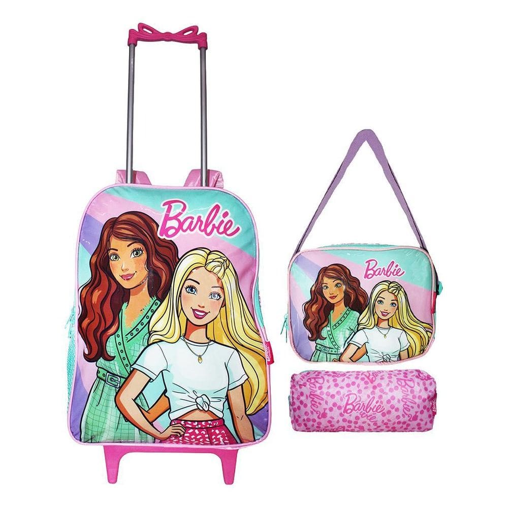 Kit Mochila Barbie Rodinhas  Lancheira Estojo Infant