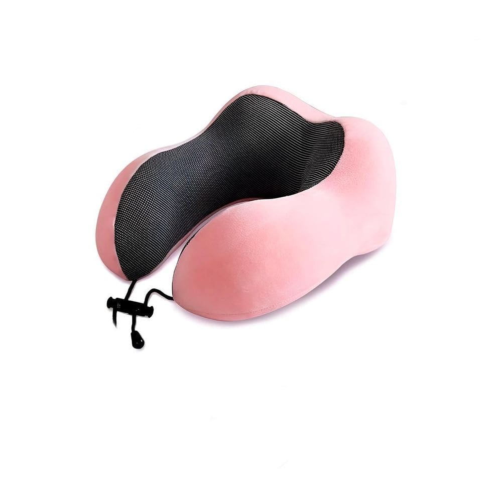 Almofada Pescoço Viagem Ajustável Espuma Viscoelástica Rosa