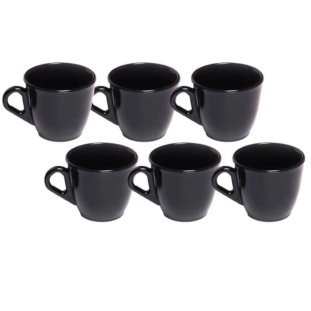 Kit 6 Xicaras Em Acrílico Cristal Café - Chá Decor - Black