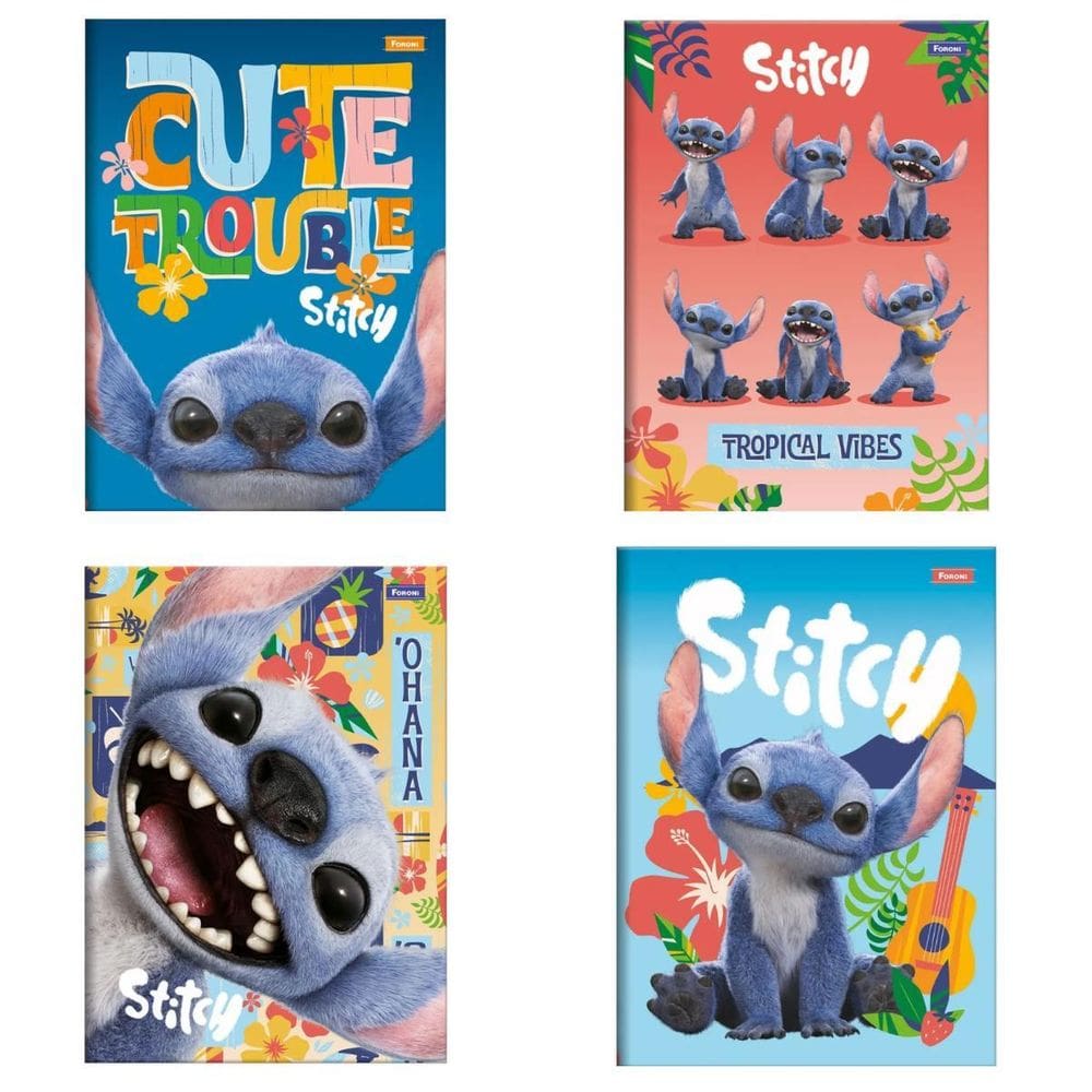 Caderno Brochura 80F Stitch Movie Foroni Capa Dura