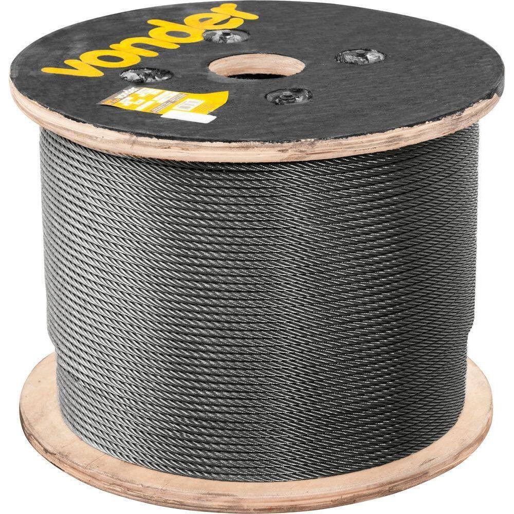 Cabo De Aço Af 3/16 Alma De Fibra 6X7 Polido Com 100M Vonder