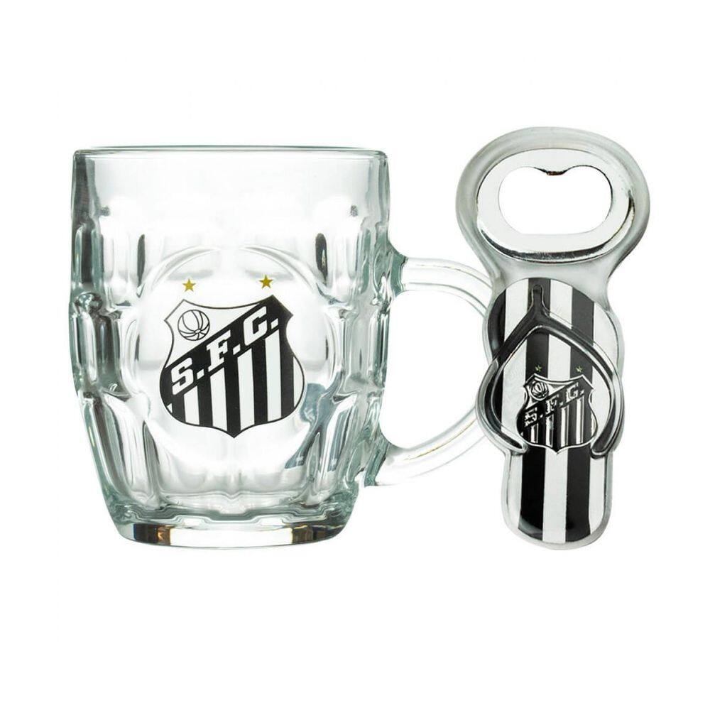 Caneca Vidro 310Ml Com Abridor - Santos