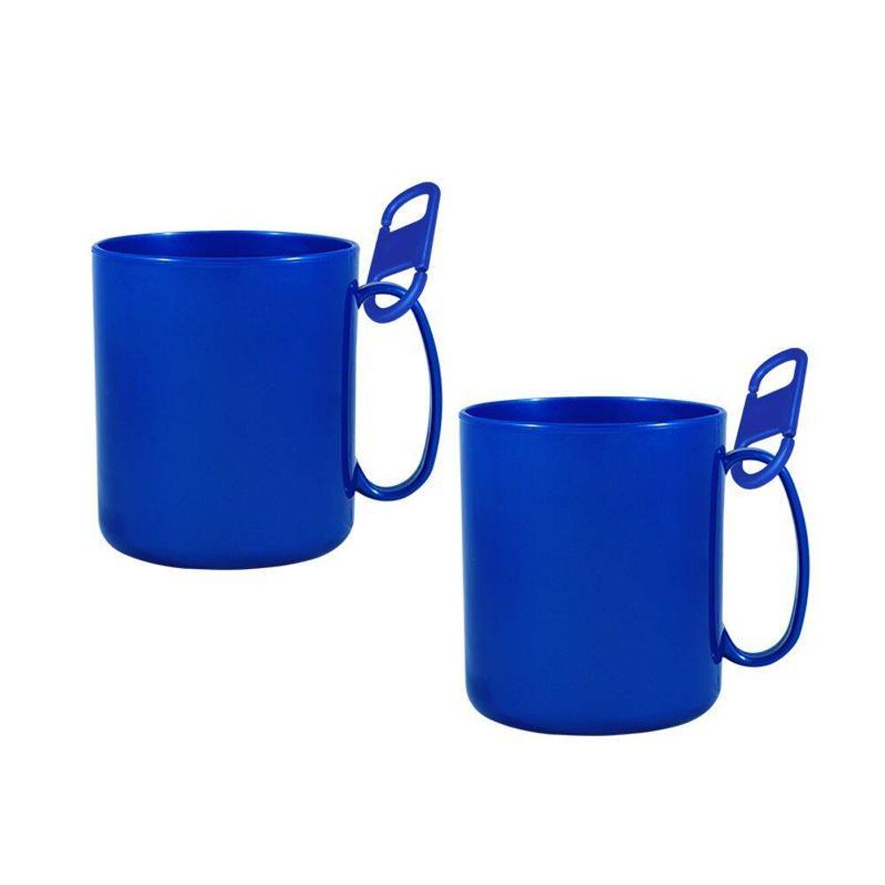 Kit 2 Caneca Redonda Clipe Azul 400Ml Plástico
