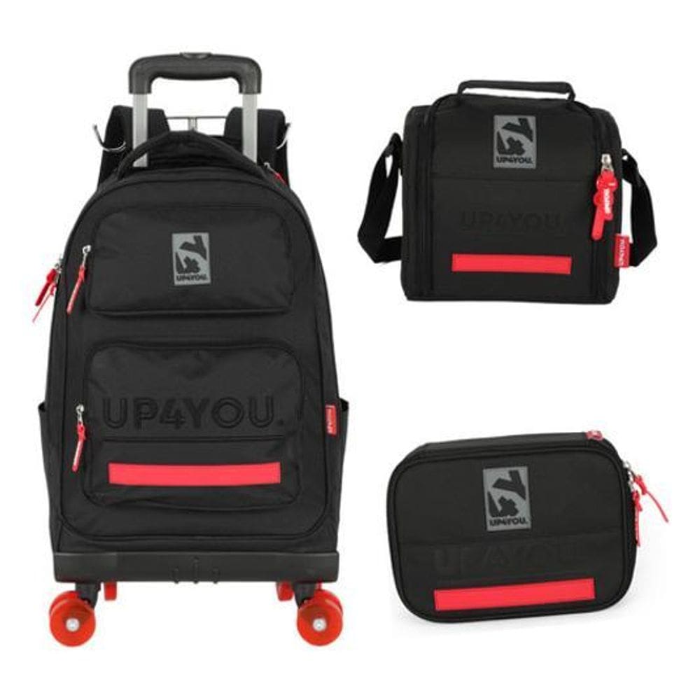 Kit Mochila Carrinho Rodas 360 Haste Dupla  Up4You